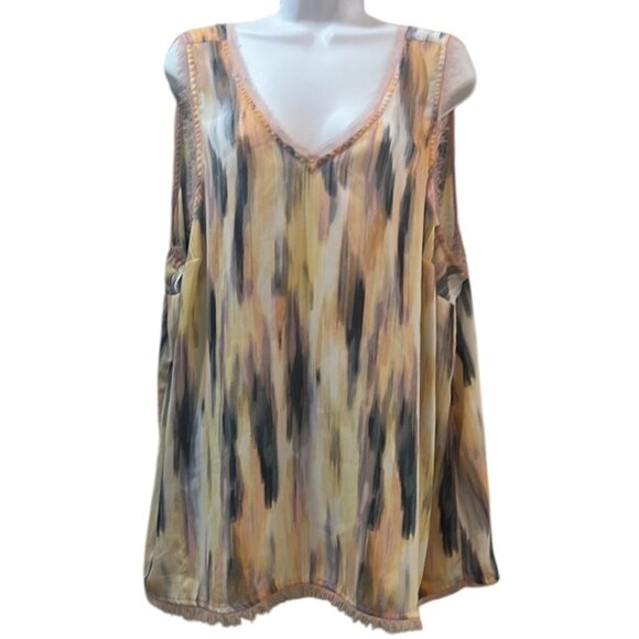 Torrid 2X Georgette Tank Top | Stripe White | Chiffon Trim | Plus Size 2X - Picture 3 of 16